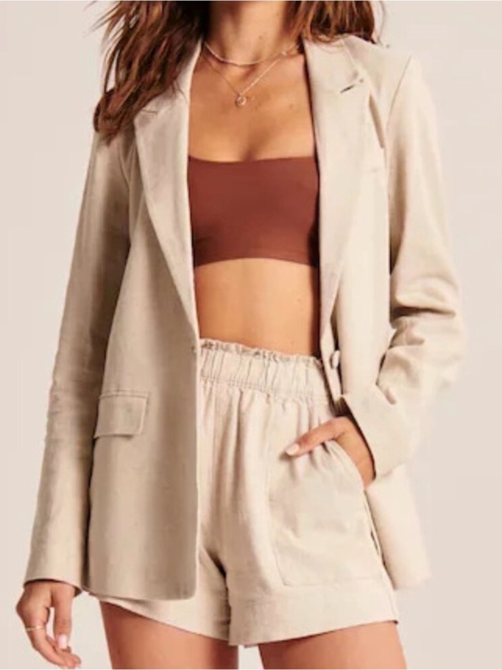 Abercrombie & Fitch Linen Blend Single Button Blazer